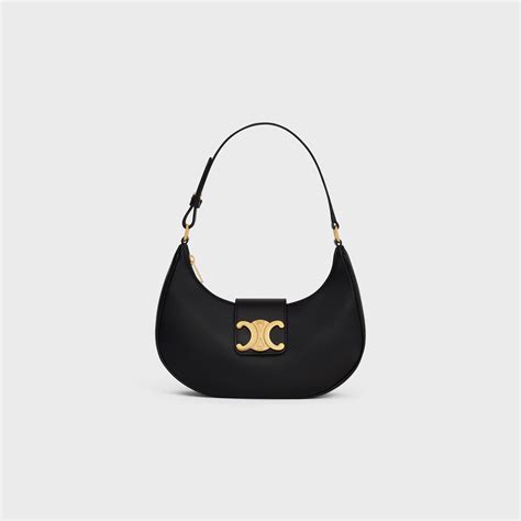 celine shoulder bag cuir triomphe in smooth calfskin black|celine the triomphe bag.